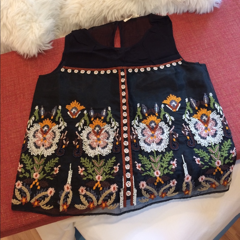 Anthropologie hand beaded tank